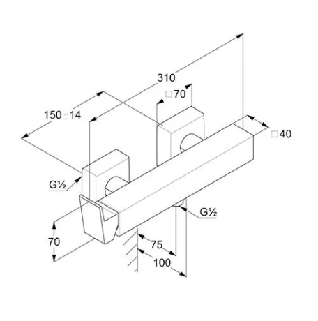 Смеситель KLUDI DECUS 548310575 для душа настенный с подключением шланга