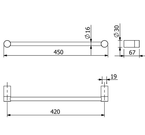 Держатель полотенца KLUDI VELA R 5898005 широкий 450 мм