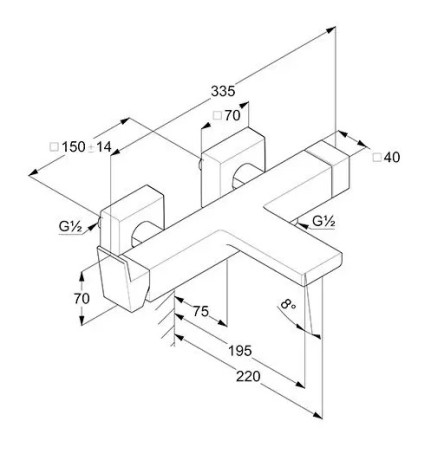 Смеситель KLUDI DECUS 54691N575 для ванны с изливом с подключением шланга