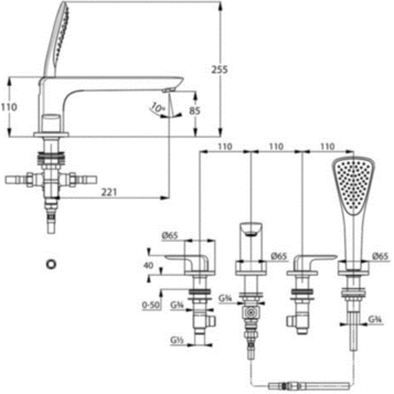 Смеситель KLUDI AMEO 414240575 для ванны на бортик