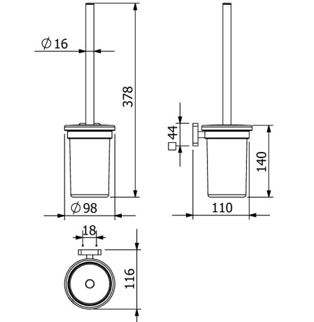 Туалетный ершик KLUDI VELA S 25974N0 подвесной