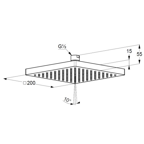 Верхний душ KLUDI A-QA 6653005-00 квадратный размер 20*20 см