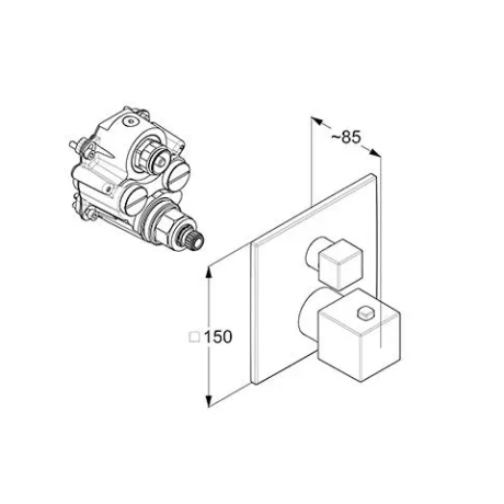 Термостат KLUDI DECUS 548100575 для ванны и душа встраиваемый на 2 потребителя внешняя часть