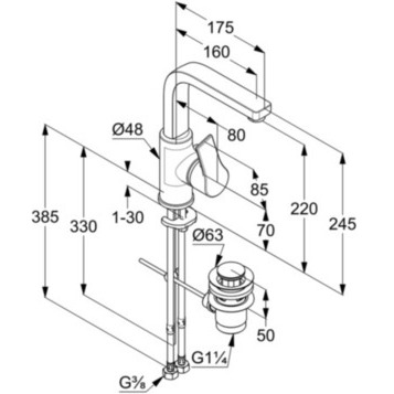 Смеситель KLUDI ZENTA SL 480270565 для раковины на одно отверстие высокий