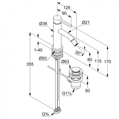 KLUDI NOVA FONTE Pura, однорычажный смеситель для биде, арт. 202163915