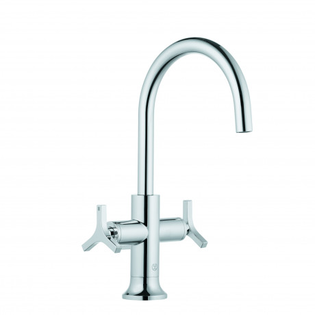 Смеситель KLUDI NOVA FONTE Déco 201180539 для раковины на одно отверстие двухвентильный с донным клапаном