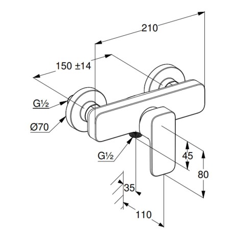 Смеситель KLUDI RENON 428310575 для душа настенный с подключением шланга