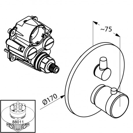 Термостат KLUDI BALANCE 528350575 для душа встраиваемый на 1 потребителя внешняя часть