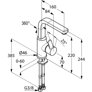 Смеситель KLUDI ZENTA 420260575 для раковины на одно отверстие высокий