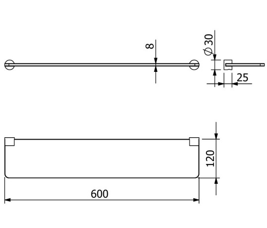 Полочка стекло KLUDI VELA R 5897339 подвесная