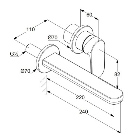 Смеситель KLUDI LOUVA 242455375 для раковины настенный встраиваемый внешняя часть