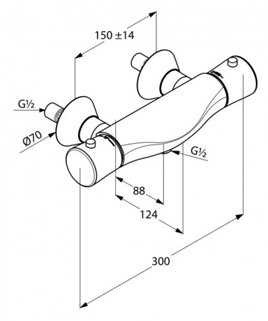 Термостат KLUDI AMBIENTA 534000538 для душа настенный с подключением шланга