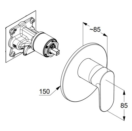 Смеситель KLUDI LOUVA 247553975 для душа встраиваемый внешняя часть
