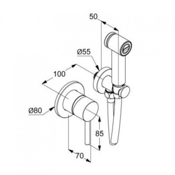 Гигиенический душ KLUDI BOZZ 389980576 со смесителем со встраиваемой частью
