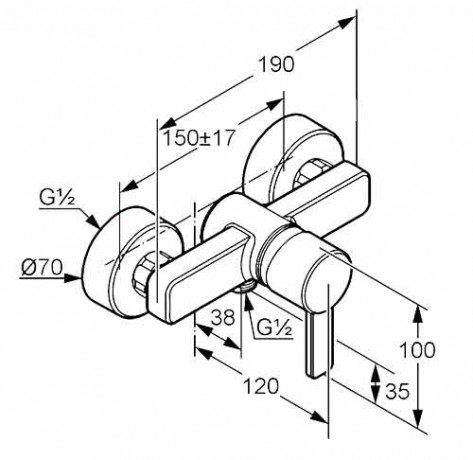 Смеситель KLUDI ZENTA 388700575 для душа настенный с подключением шланга