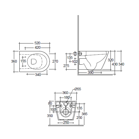 Унитаз KLUDI RESA R 23WCW0243 подвесной безободковый