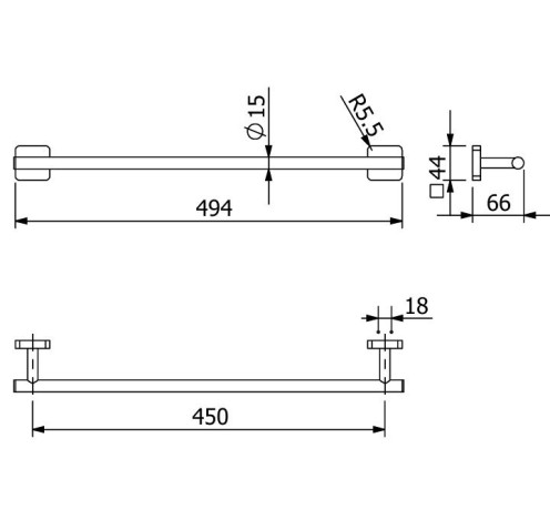 Держатель полотенца KLUDI VELA S 25980N1 широкий 450 мм
