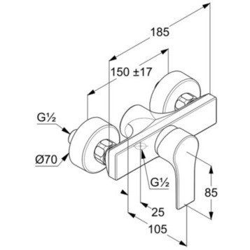 Смеситель KLUDI ZENTA SL 488703965 для душа настенный с подключением шланга
