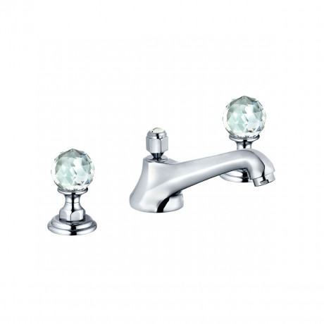 Смеситель KLUDI ADLON 5104605G5 для раковины на три отверстия двухвентильный хрустальные рукоятки «Made with Swarovski® Elements»