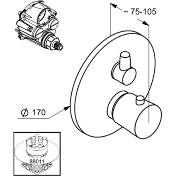 Термостат KLUDI BALANCE 528308775 для ванны и душа встраиваемый на 2 потребителя внешняя часть