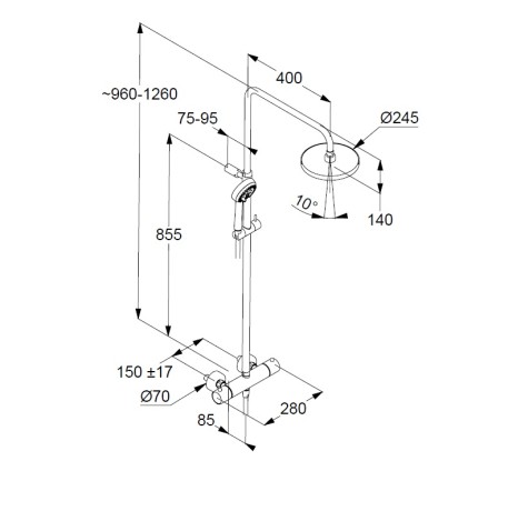 Душевая система KLUDI LOGO DUAL SHOWER SYSTEM 68082N5-00 с термостатом