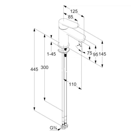 Смеситель KLUDI X1 322903975 для раковины на одно отверстие однорычажный без донного клапана