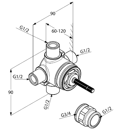 Встраиваемая часть KLUDI 2975900 переключатель на 2 положения