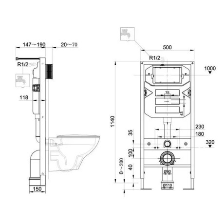 Инсталляция KLUDI UNIFIX 79101 для унитазов