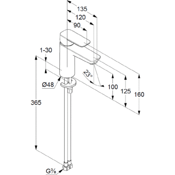 Смеситель KLUDI PURE&STYLE 402920575 для раковины на одно отверстие однорычажный без донного клапана