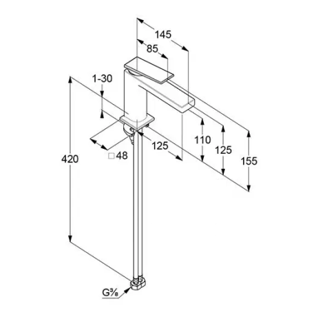 Смеситель KLUDI DECUS 54282N075 для раковины на одно отверстие однорычажный