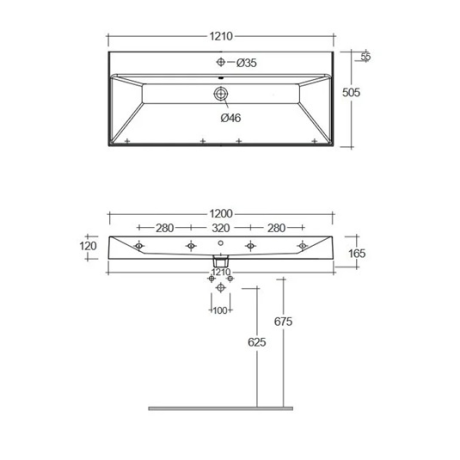 Раковина KLUDI RESA 59WW12143 подвесная с одним отверстием с переливом
