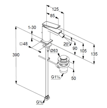 Смеситель KLUDI DECUS 54217N575 для биде однорычажный