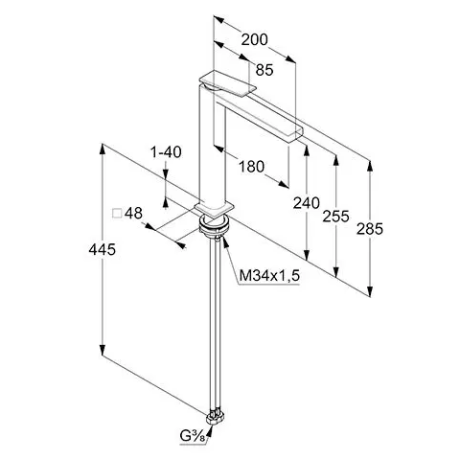 Смеситель KLUDI DECUS 542980575 для раковины на одно отверстие высокий