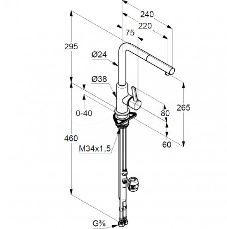 Смеситель KLUDI L-INE S 408513975 для кухни с выдвижным изливом