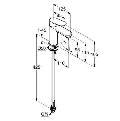 Смеситель KLUDI X1 322820575 для раковины на одно отверстие однорычажный без донного клапана
