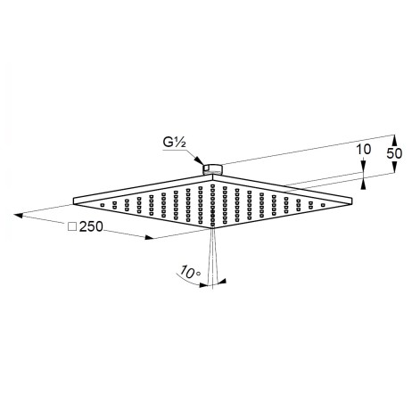 Верхний душ KLUDI A-QA 6442505-00 квадратный размер 25*25 см