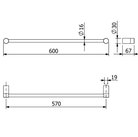Держатель полотенца KLUDI VELA R 5897905 широкий 600 мм