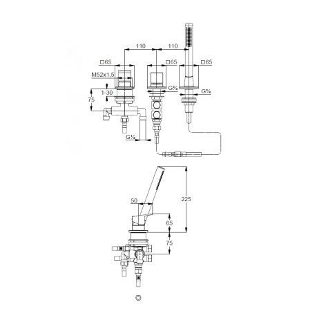 Смеситель KLUDI DECUS 54447N275 для ванны на бортик